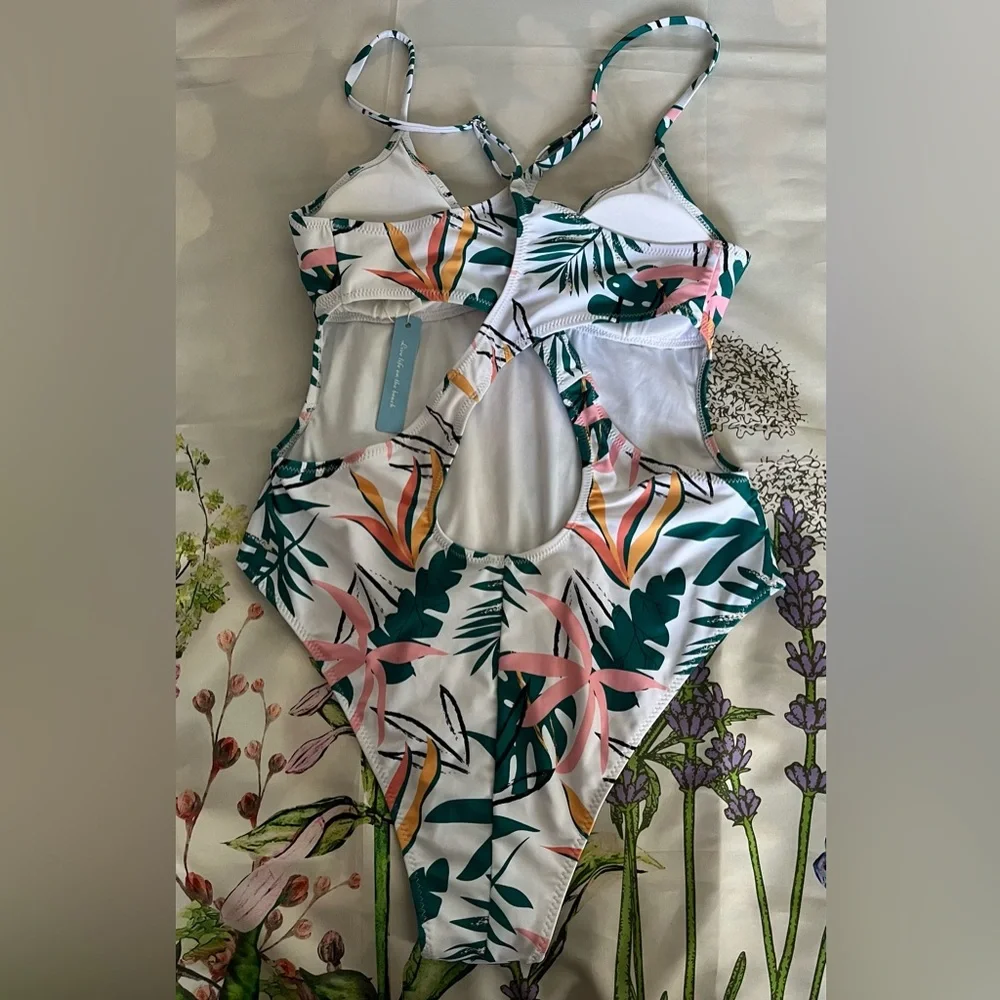 Live Life on the Beach Size:L Women Swim Suit Multi Color - Picture 6 of 8